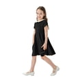 thumbnail image 2 of Splozh Toddler Girl Summer Dress Kids Toddler Baby Girl Spring Summer Short Sleeve Dress Casual Dresses for Holiday School Black,9-10 Years, 2 of 7