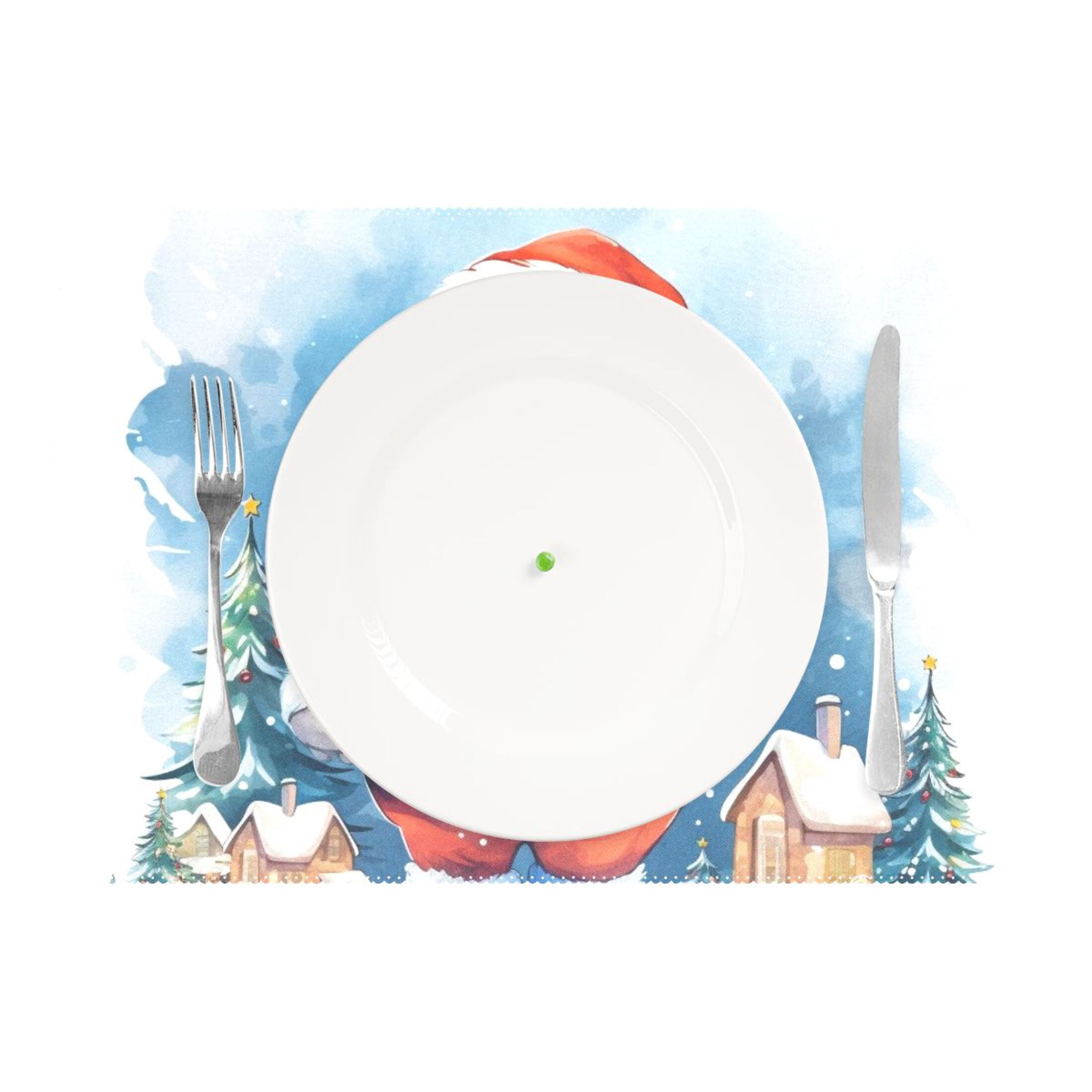 Christmas Santa Claus Trees Houses 12×18 inch Placemats Heat Resistant Washable Foldable Rectangular Placemats Set Decoration Indoor Outdoor for Kitchen Dining Table 6PCs