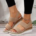 thumbnail image 2 of Ruyang Wedge Sandals for Women Bohemia Elastic Ankle Strap Sandals Open Toe Dressy Espadrilles Summer Platform Shoes Sandal, 2 of 9