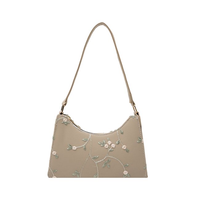 Sywqhk Moda Mujer Pu Encaje Floral Bordado Bolso Axila Hobos Bolsas (Caqui) Sywqhk Para estrenar