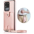 thumbnail image 2 of PU Leather Wallet Case for Samsung Galaxy S20 Ultra Necklace Crossbody Lanyard Case Cover with Card Holder Adjustable Detachable Anti-Lost Neck Strap Case for Samsung Galaxy S20 Ultra,6.9",Pink, 2 of 14