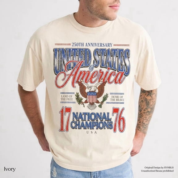 July 4th 1776 National Champions Funny T-Shirt, America 250th Anniversary Oversized Tee, Distressed Americana