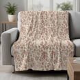 thumbnail image 2 of Brown Flowers Throw Blanket for Couch,Soft Lightweight Flannel Fleece Blanket,Vintage Farmhouse Floral Leaves Vines Microfiber Plush All Season Decorative Blankets for Sofa Office Travel 40"x50", 2 of 9