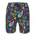 thumbnail image 3 of Honeii's Watercolor Floral Paisley Print Men's Casual Shorts with Drawstring，Swim Trunks Quick Dry Beach Shorts, 3 of 5