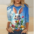 thumbnail image 2 of Tops de Cuello Redondo para Mujeres Moda Carnaval Impreso 3/4 Mangas Blusa Casual Top, 2 of 7