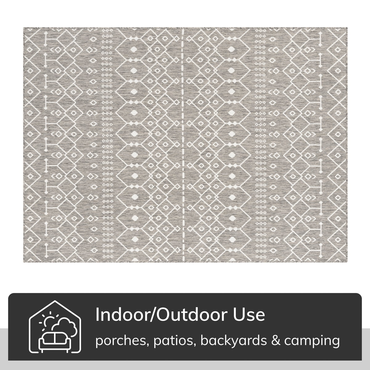 Well Woven Medusa Nord Nordic Lattice Pattern Outdoor Light Grey 9'3" x 12'6" Area Rug