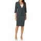 thumbnail image 2 of Conjunto de traje de 2 piezas para mujer INSPIRE CHIC, blazer sin cuello de manga 3/4, falda lápiz de cintura alta, atuendos de trabajo en gris oscuro XL, 2 of 6