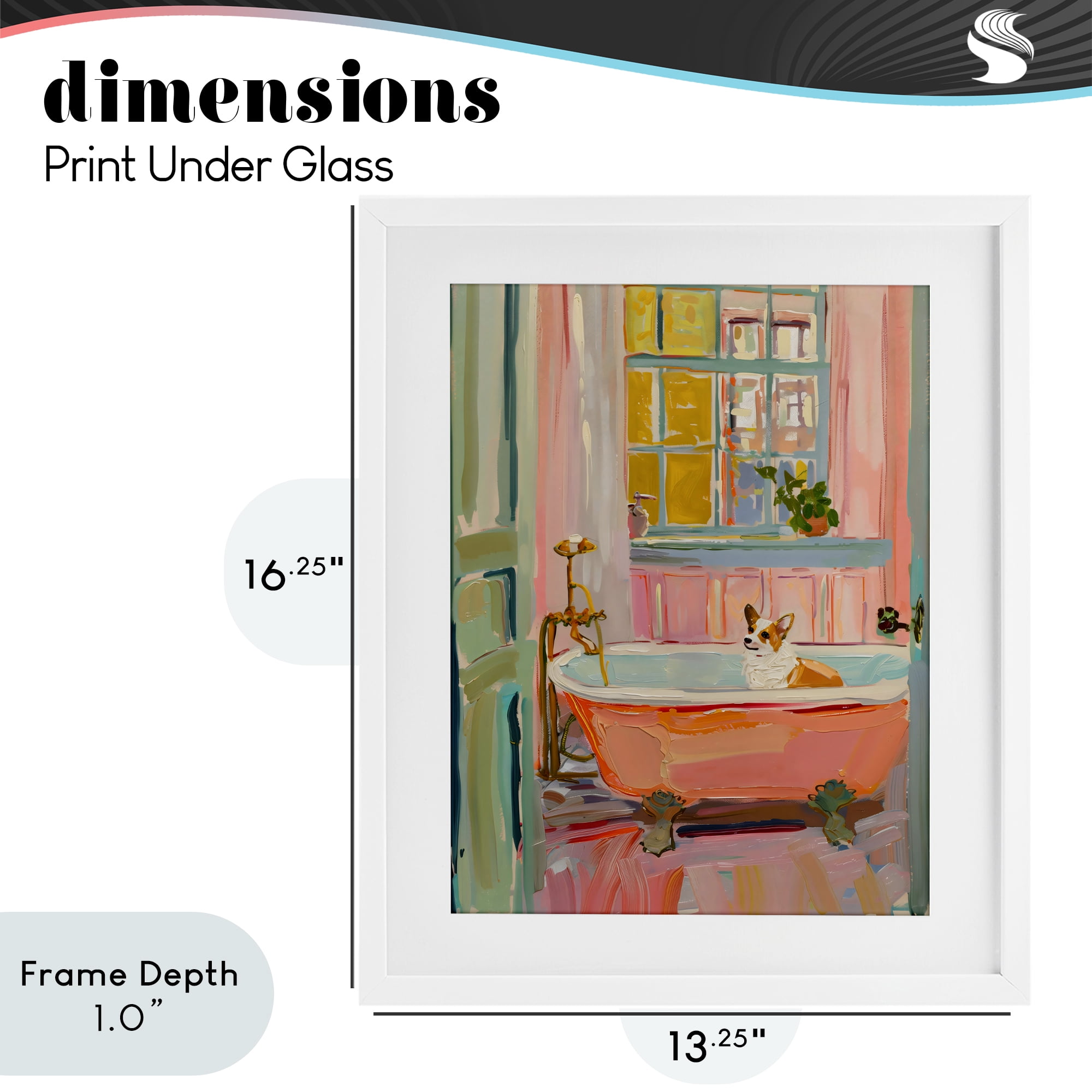 Stupell Industries Corgi in Bathtub White Framed Print Under Glass, design by The Prints Vibe