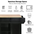 thumbnail image 5 of Kitchen Cart with Rubber wood Drop-Leaf Countertop & Cabinet door internal storage racks, Kitchen Island on 5 Wheels with Storage Cabinet and 3 Drawers for Dinning Room, Livingroom, Black, 5 of 9