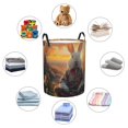 thumbnail image 4 of Susaid Flower Meditating Rabbit Print Waterproof Oxford Cloth Storage Circular Laundry Hamper BasketCapacity for Home-Medium, 4 of 6