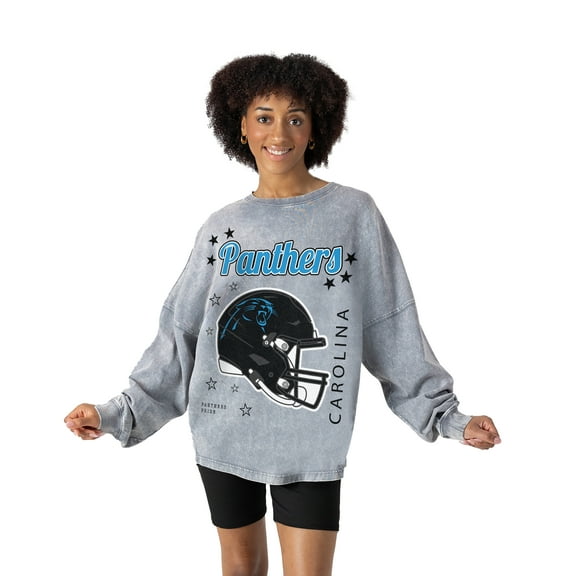 Women's Gameday Couture Gray Carolina Panthers Starbound Oversized Snow Wash Long Sleeve T-Shirt