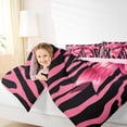 thumbnail image 5 of Feelyou Fashion Bowknot Kids Bedding Comforter Set, Kawaii Princess Ribbon Twin Comforter Sets, Zebra Print Black Pink Reversible Bedding Set, Breathable Home Decor, 2pcs, 5 of 9