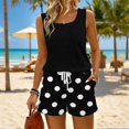 thumbnail image 2 of 2 Piece Sets for Women Casual Womens Short Sets Polka Dots Travel Vacation Sleeveless Tank Top Square Neck Drawstring Womens Summer Outfits Black S, 2 of 8