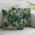 thumbnail image 3 of COMIO Tropical Green Leaf Throw Pillow Covers, Summer Palm Leaves Print Decorative Outdoor Square Pillows Cases with Zipper for Living Room Patio Couch Decoration White, 3 of 5