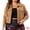 Brown, variant on DARING DIVA Plus Size Suede Vintage Moto Biker Classic Crop Faux Leather 1X Brown