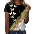 thumbnail image 2 of Pntutb moda adulta mujer cuello redondo manga corta tops camiseta estampados blusa suelta Pntutb Pntutb-7256, 2 of 5