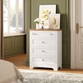 thumbnail image 7 of 4 Drawer Dresser  with LED Light White Nightstand Cabinet  with Glass Table-top  for Bedroom, Living Room, 7 of 7