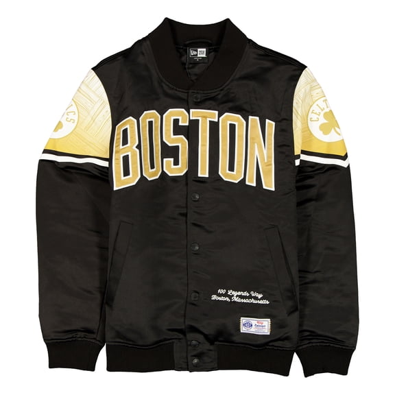 Men's New Era Black Boston Celtics 2025/26 City Edition Full-Snap Satin Jacket
