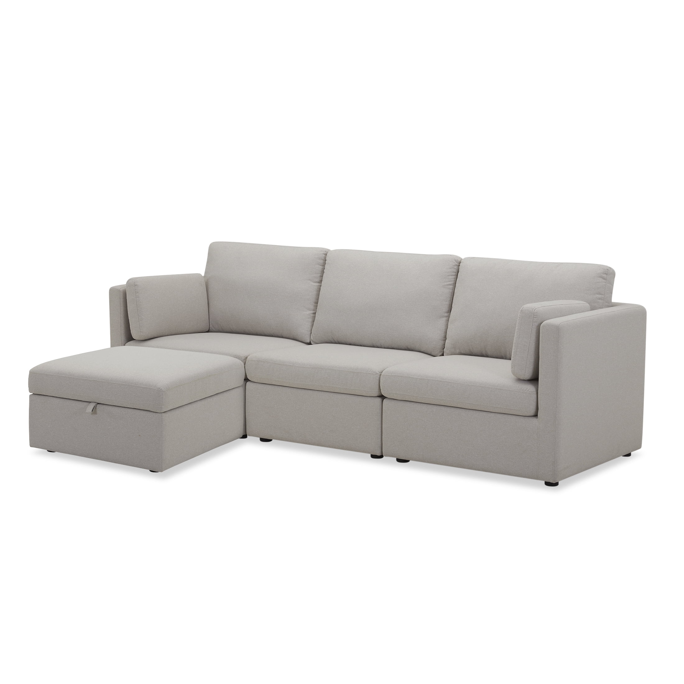 Better Homes & Gardens 100'' Modular Sectional Sofa with Storage Ottoman, White Linen