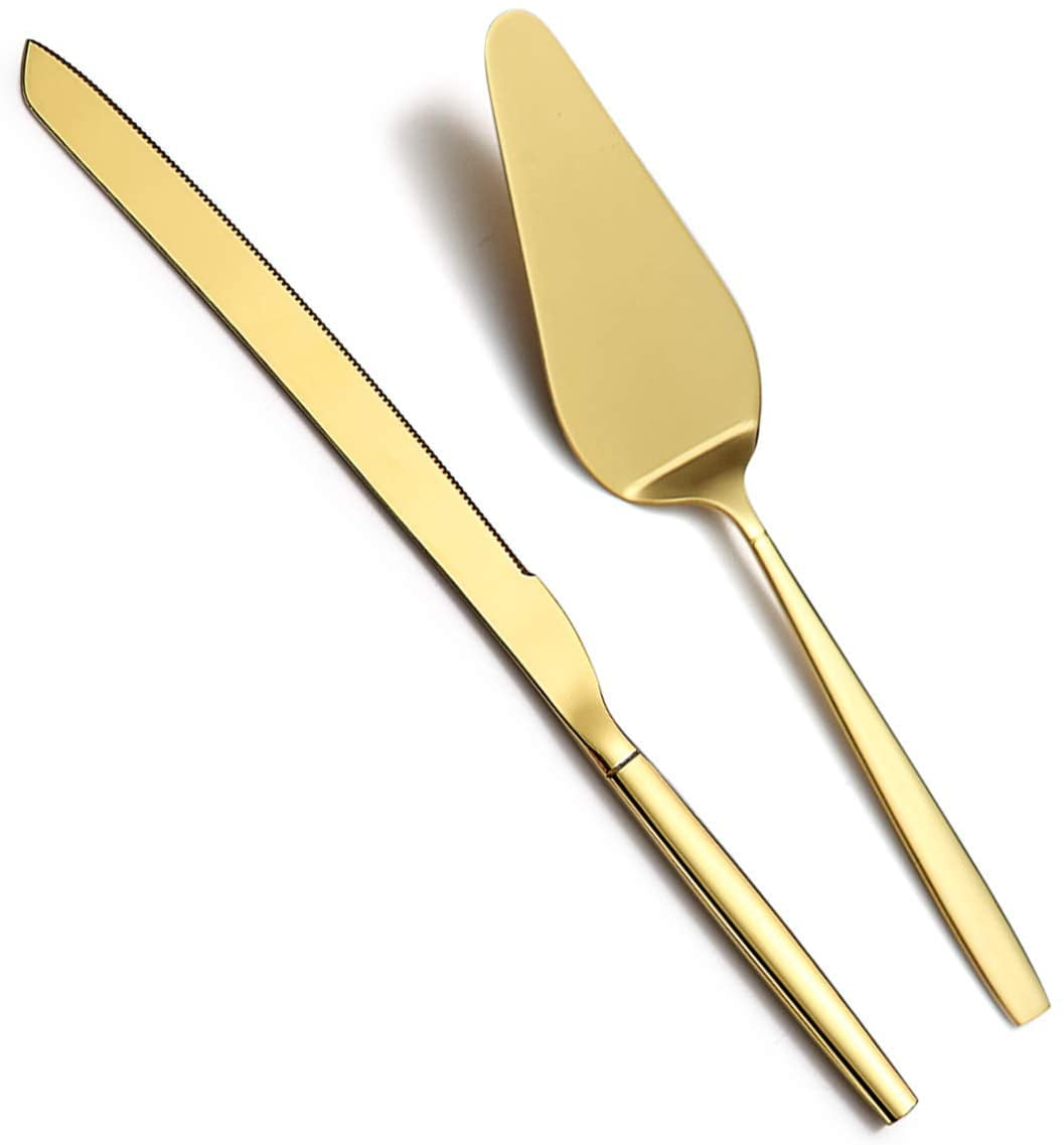 White & Gold Cake Lift & Knife Set – Indy Home