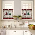 thumbnail image 4 of Merry Christmas Tree Kitchen Curtains and Valances Set, Red Black Plaid Snowflake Winter Vintage Rod Pocket Window Valance Window Curtain Panels for Living Room Bedroom Laundry, 27.5x36in, 3 Pieces, 4 of 7