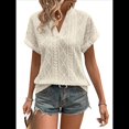 thumbnail image 1 of Tops de Verano para Mujer, Camisa Informal con Cuello en V y Mangas , Camiseta de Tirantes Ligera con Textura de Crochet Albaricoque XXL, 1 of 8