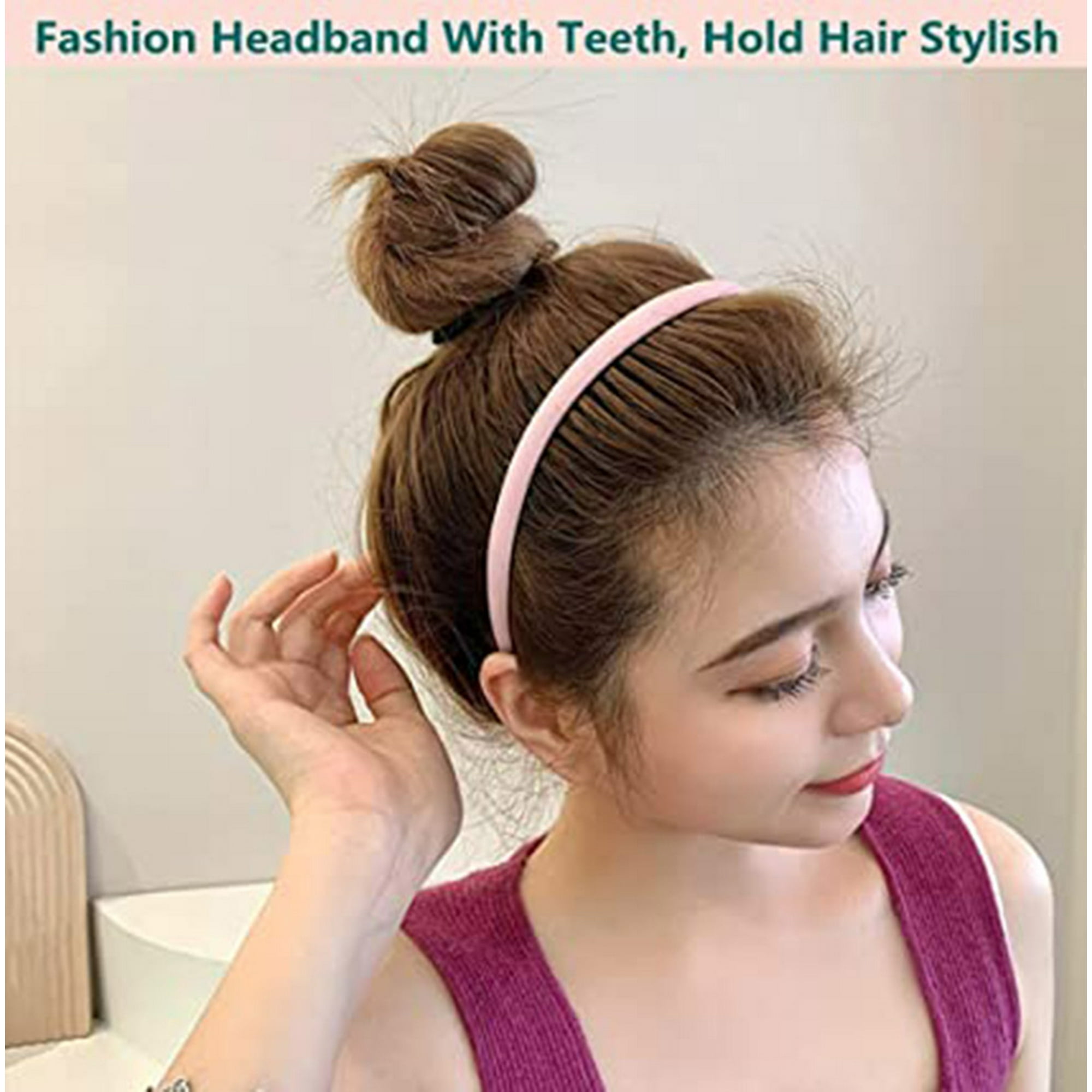 Unique Bargains 4pcs Teeth Comb Headband Solid Color Non-slip Hair - Foto 9