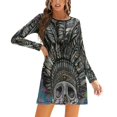thumbnail image 1 of Robe Indienne à Carreaux Automne Hiver Col Rond Manches Longues Nouvelle Mode Robe Ample Indienne pour Femmes, 1 of 5