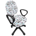 thumbnail image 1 of Tribal Office Chair Slipcover, Horizontally Arranged Triangles Dots and Half Circles, Protective Stretch Decorative Fabric Cover, Standard Size, Multicolor, by Ambesonne, 1 of 5