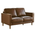 thumbnail image 5 of Leather Loveseat 55" Wide - Modern Small Couch, Chestnut Brown, Living Room Sofa, 5 of 5