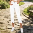 thumbnail image 2 of Capri Jeans for Women High Waisted Stretchy Cropped Skinny Trendy Split Hem Summer Casual Capri Denim Pants with Pockets, 2 of 6