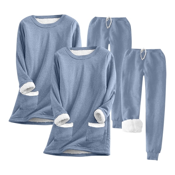 Fashion Fall Saving Outfits Set for Women Women Outfit Sets Fall 2PC Women's Solid Round Neck Pocket With Thickened Insulation Long Sleeved Top And Pants Set my orders placed recently