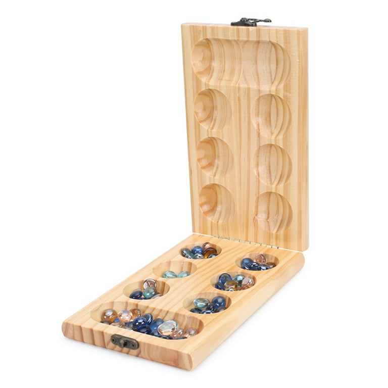  AMEROUS Wooden Mancala Board Game Set with 72+8 Bonus Multi  Color Glass Stones - Folding Board - Mancala Instructions, Classic Family  Board Game for Kids Adults, Tabletop Version : Toys & Games