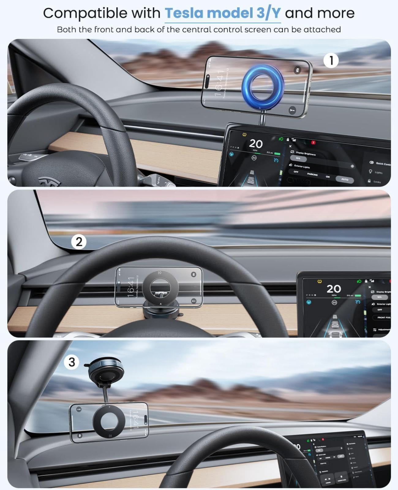 Magnetic Suction Cup Phone Mount For Magsafe  360° Adjustable Car Holder Pocket Size Foldable Cell Holders Your Iphone 17 16 15 14 13 12 Series
