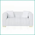 thumbnail image 2 of Modern Channel-Tufted Chesterfield Loveseater in White Velvet – Stylish Living Room Sofa with Plush Comfort, 2 of 12