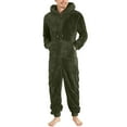 thumbnail image 3 of Eiyaclvo Men's Hooded Onesie Pajamas Lightweight Fuzzy Fleece Zip Up Jumpsuit Long Sleeve Long Pants One Piece Pjs, 3 of 6