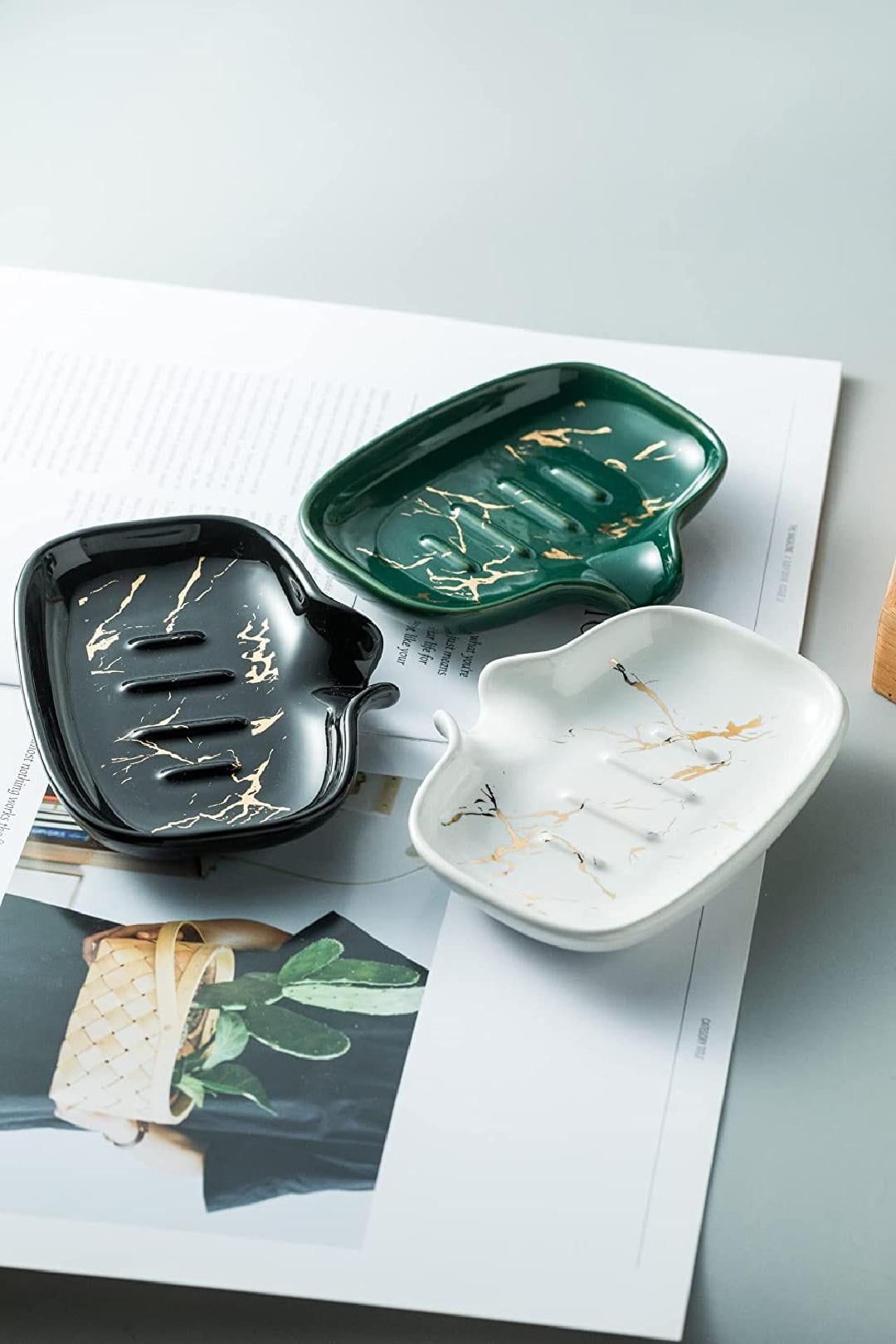 MultiColor Ceramic Soap Dish for Kitchen or Bathroom, Easy to Clean