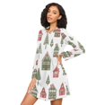 thumbnail image 3 of FORMRS Womens Long Sleeve Nightgowns Crew Neck Sleep Shirt Soft Pajamas Sizes S-3XL, Green Christmas House, 3 of 8