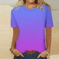 thumbnail image 5 of Tops for Women Gradient Printing Women's T-Shirts Crew Neck Activewear Short Sleeve Breathable Summer Tops Loose Thin Ladies Blouses Tees Tunic Casual Plus Size Clothing, 5 of 5