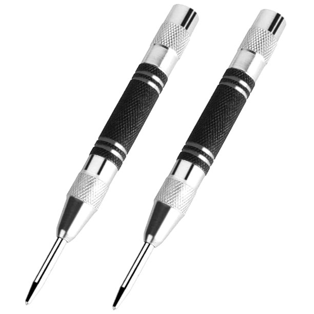 JTWEEN - 2 punzones centrales automáticos de 5 pulgadas con resorte, perforadores centrales ajustables, antideslizantes, herramienta manual para ventanas de coche, para metal, madera y vidrio.