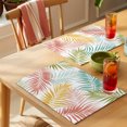 thumbnail image 4 of Watercolor Palm Leaves Placemats Set of 12 Summer Tropical Botanical Bohemia Place Mats Indoor Wipeable Table Mats Washable Cloth Dining Table Placemats for Kitchen Holiday Party Decor 13x19 Inch, 4 of 9