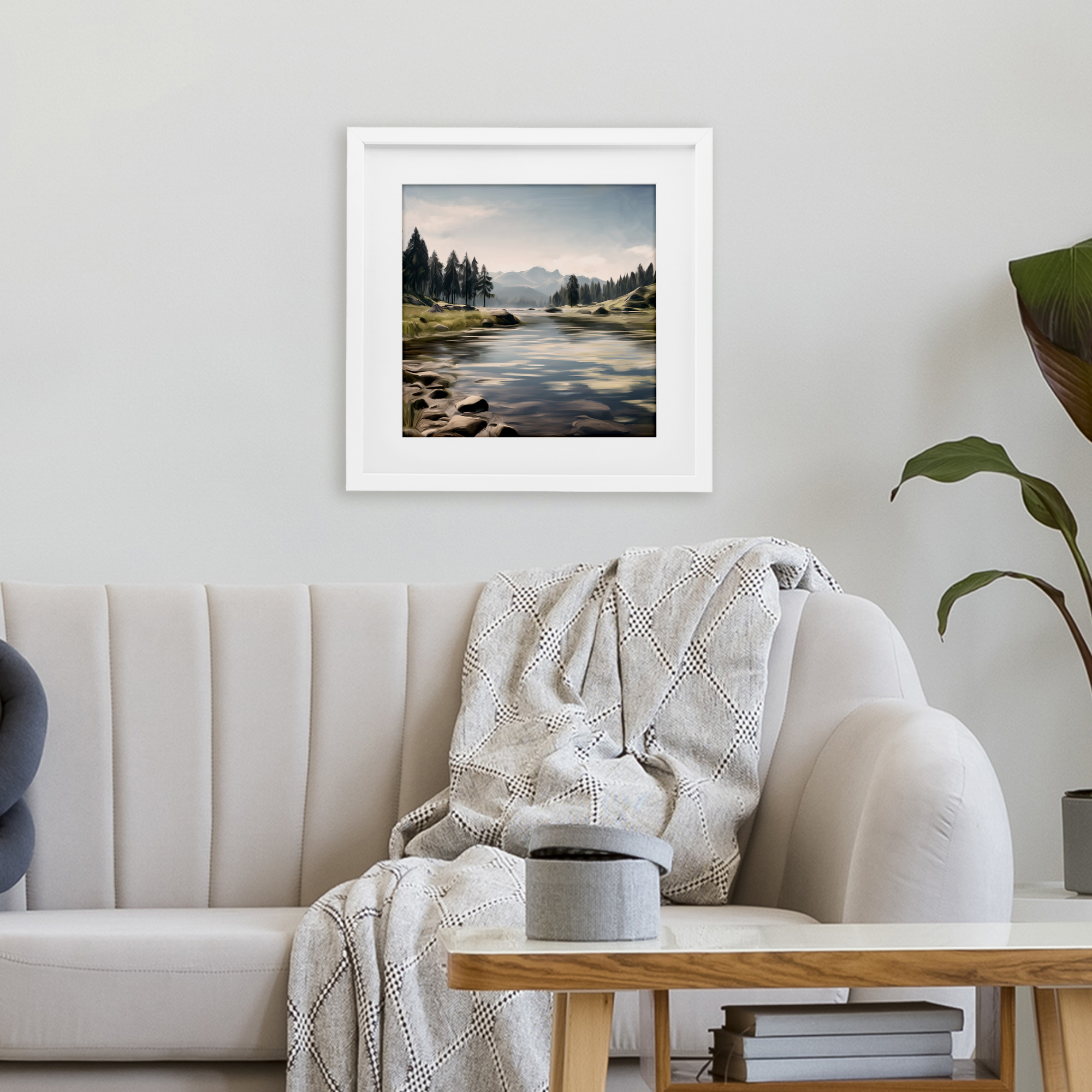 My Hideaway Pond Ripples White Framed Print Under Glass, design by Kim Allen