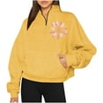 thumbnail image 2 of Womens Long Sleeved Printed Half Zippered Hooded Collar Top/Shirt, 2 of 6