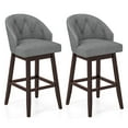 thumbnail image 1 of Costway 31" Bar Stools Set of 2 with Rubber Wood Frame Swivel Seat Footrest & Rivet, 1 of 9