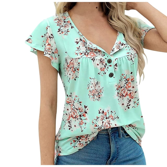 Womens Plus Size Tops Plus Size Wome Fold Sleeve Printed Round-Neck Plus Size Womens Tops Womens Tops Plus Size Women Plus Size Tops Sexy Tops for Women Plus Size