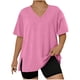 thumbnail image 1 of Mujeres Más Tamaño Manga Larga Tops con Cuello en V, Color Sólido Doblado Hendidura Suéter para el Uso Casual Diario en el Hogar, 1 of 6