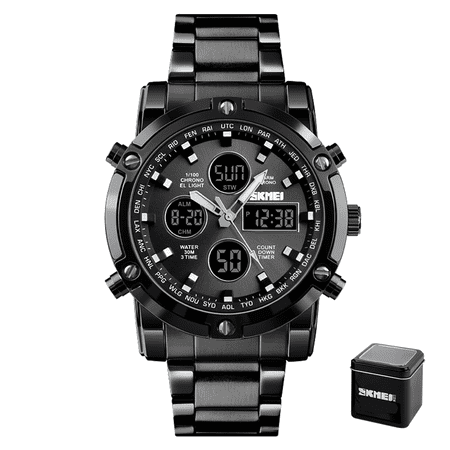SKEMI 1389 Quartz Man Watch Unique Fashion Sport Casual Brand Quartz Clock Double Movement Stainless Steel Strap Waterproof Wrist Watch Relogio Masculino