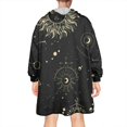 thumbnail image 2 of Wearable Oversized Blanket,Black Gothic Sun Planet Moon Pattern Wearable Blanket Hoodie for Adults,Cozy Hooded Blankets with Super Pockets,Super Warm Fuzzy Pullover for Women & Men, 2 of 6
