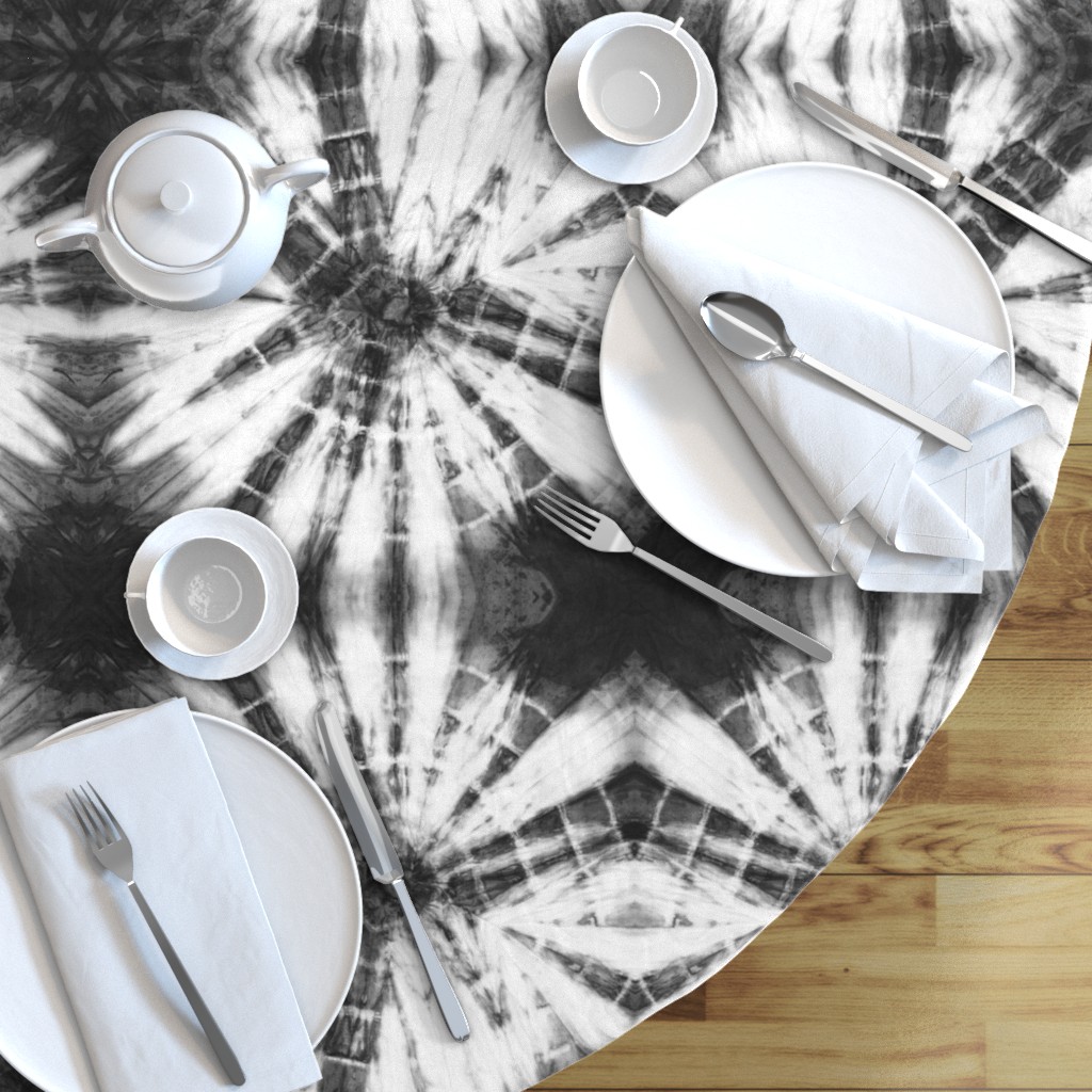 Black And White Cotton Sateen Circle Tablecloth by Spoonflower Wild Round Tablecloth Monochrome Typography by littlearrowdesign