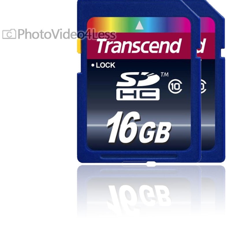 Pack of 2 Transcend 16GB Class 10 SDHC Memory Card